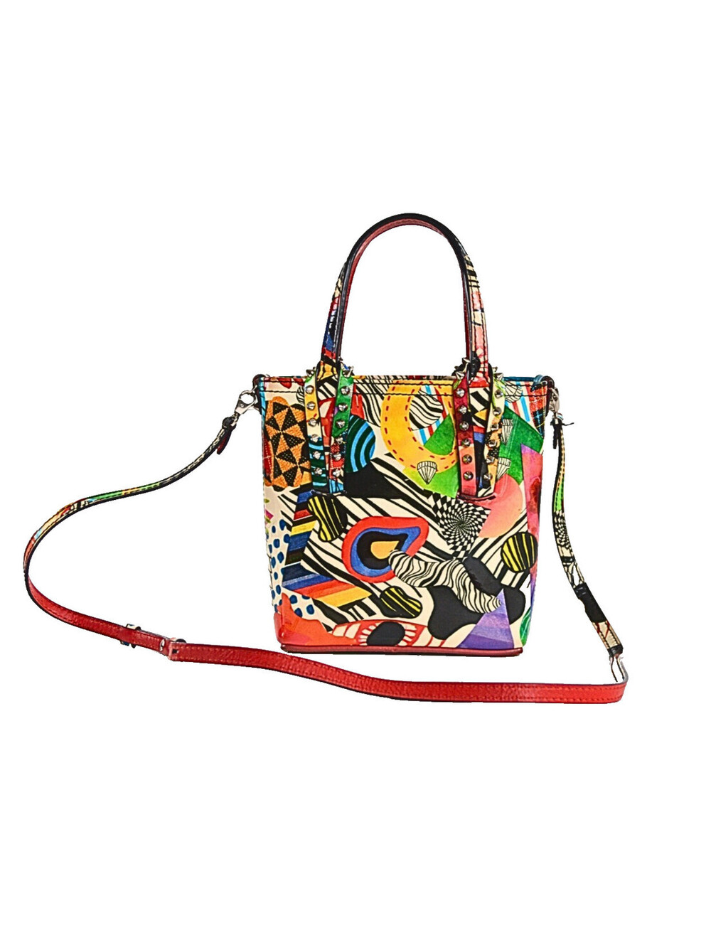 Christian Louboutin Cabata Mini Tote Shoulder Bag Multicolor Patent Leather